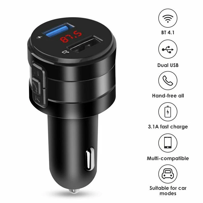 Bluetooth Wireless Handsfree Car FM Transmitter MP3 Player 2 USB Charger Kit kf - image 2 of 4