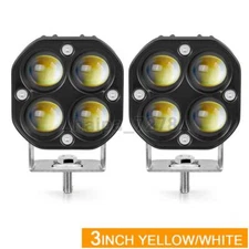 2X 3inch LED Work Light Bar Amber White Dual Color Pods Spot Fog Driving Offroad