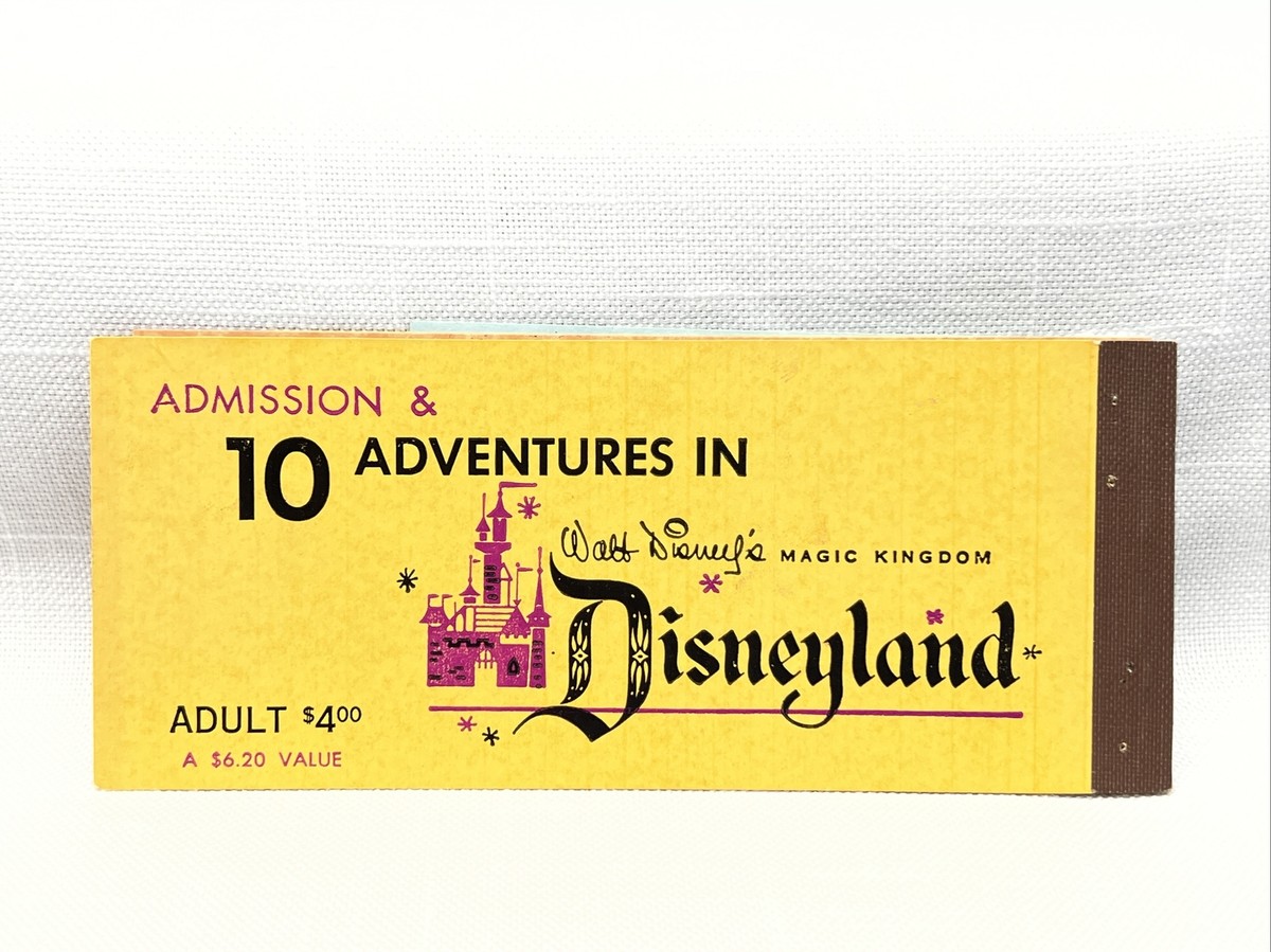 1965 Vintage Disneyland Ticket Book Star & Castle 3 Tickets