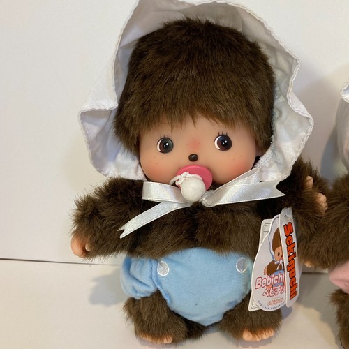 Monchhichi Bebichhichi 25cm Pair Doll Plush Toy Boy Girl Sekiguchi Japan Tag - Foto 10 di 15
