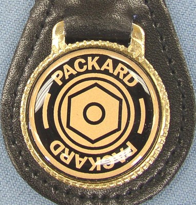 ☆nff☆ leather stud keyringblack nff1 Vintage PACKARD #44B0 Black Leather Gold tone Key Ring 1920