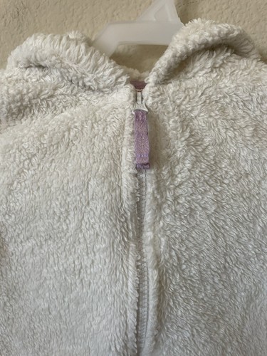 Cat & Jack Ivory 3D Unicorn Horn Hair Ears Zip Up Girls’ Plush Hoodie Jacket 4/5 - Picture 2 of 7