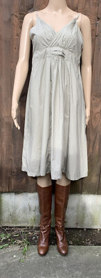 Vintage 90er Benetton Damen Baumwolle taupe Kleid Gr. Small