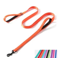 Reflective Nylon Dog Leash Heavy Duty Two Handles with Padded for Extra Contr...
