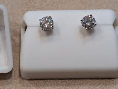 VVSD Moissanit 1 ctw 925 Sterling Silber Rundschliff Ohrstecker, 6 mm