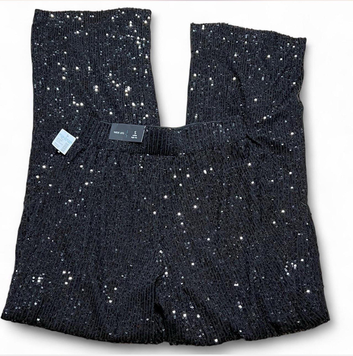 NWT Maurice’s Black sequin wide-leg pants with elastic waistband Size S