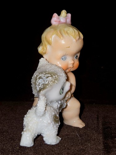 Vintage Piano Baby Playing with Kitten Cat Japan Figurine Ceramic sugar texture - Picture 5 of 10