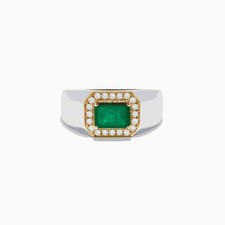 Lab Grown Emerald Gemstone With 925 Sterling Silver Ring for Men's 006