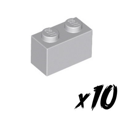 10x LEGO 3004   1x2 Stein   Brick   hellgrau   Light Bluish Gray