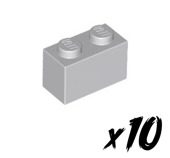 10x LEGO 3004 • 1x2 Stein • Brick • hellgrau • Light Bluish Gray