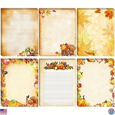 120 Sheets Autumn Stationery Paper – Double-Sided Pumpkin & Sunflower, 8.5x11
