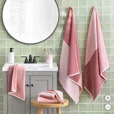 Welspun WelHome Towel Set Pink Multicolor Color Block 6-Piece Bath Hand