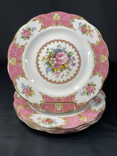Set Of 4 Royal Albert LADY CARLYLE Bone China 8” Salad Plates