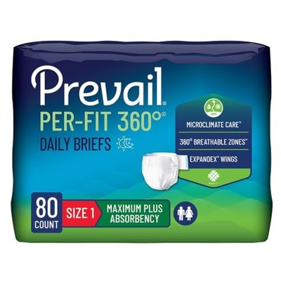 Prevail Per-Fit 360 Briefs Size 1 80 Count Maximum Plus