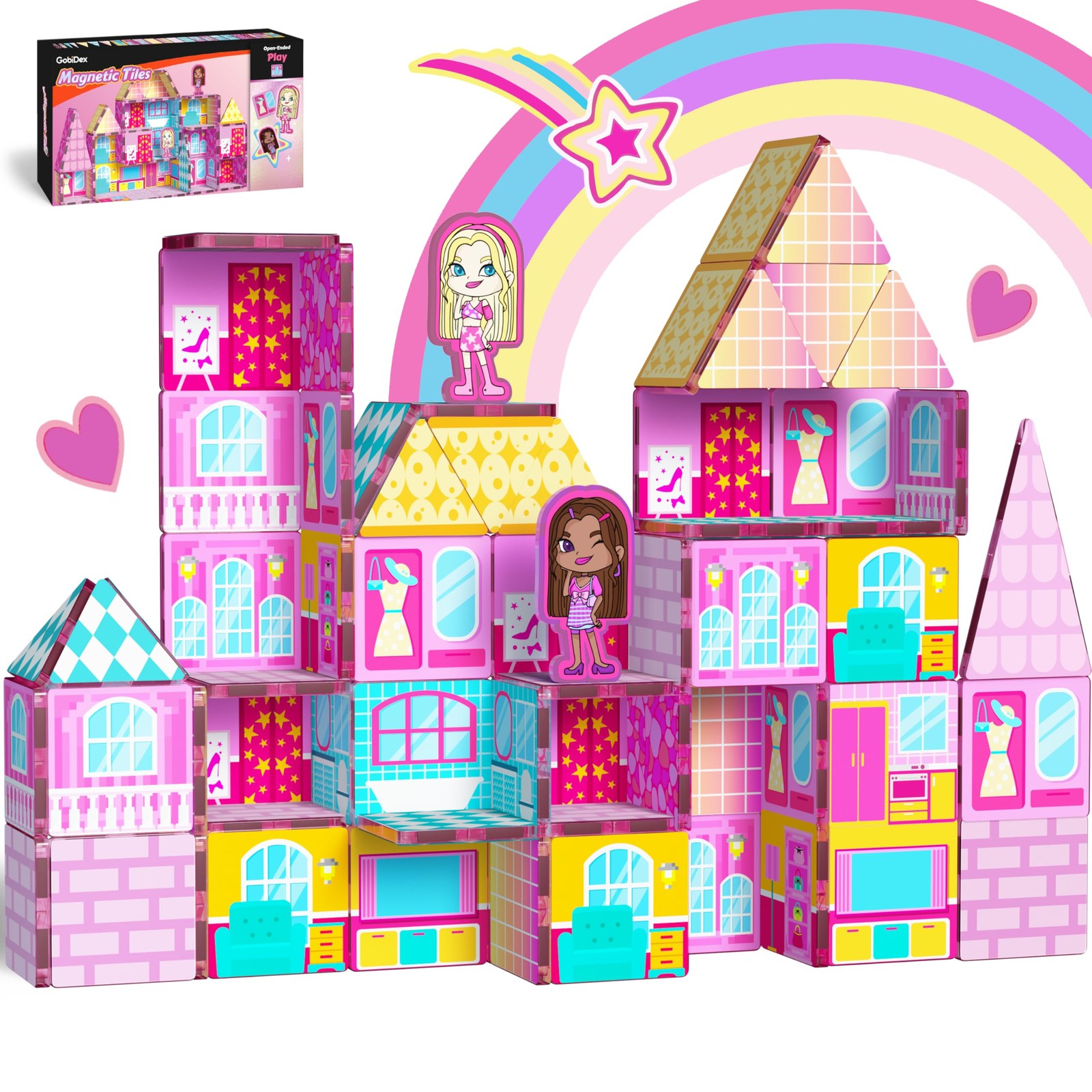 Princess Magnetic Doll House Building Toys for Girls 3+, Pin