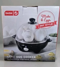Dash Rapid Egg Cooker Black DEC005BK 6 Egg Capacity Electric Poacher Omelette...
