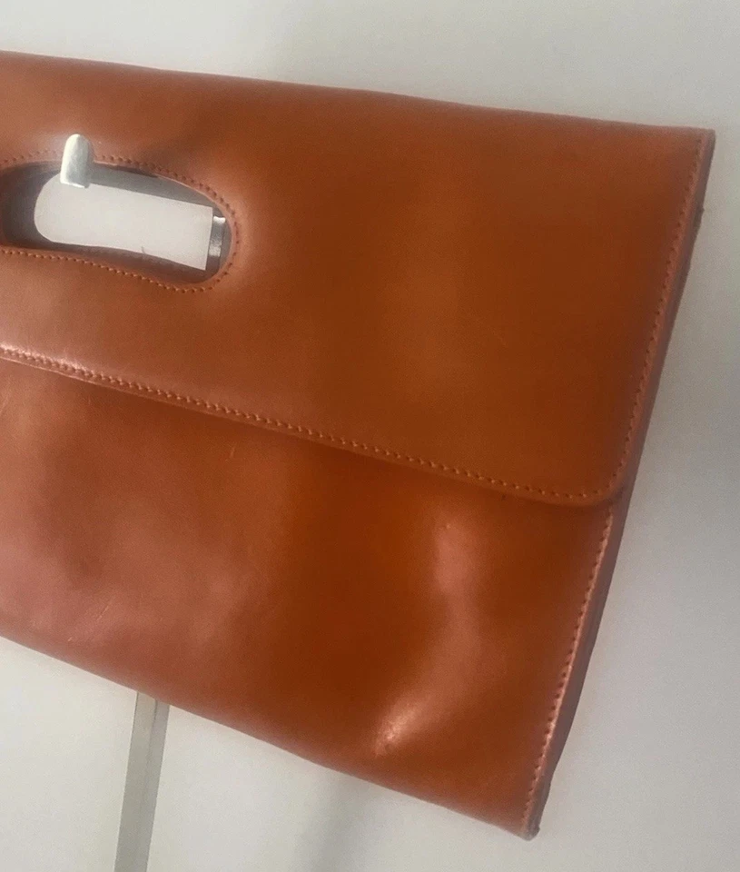 Hobo International Bolso de Mano de Cuero Bolso sin asas Cartera Naranja Boho Chic De Colección Foto 4 de 4