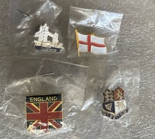 4 x Pin Badges - 1 x London, 2 x England & 1 x Great Britain - Brand New