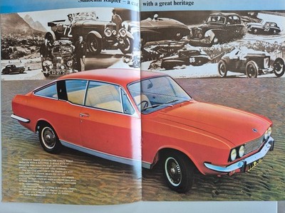 Alter Prospekt ''Sunbeam Rapier Fastback'' Coupé 1972 in englischer Sprache