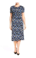 Boss Hugo Boss "Enedita " Mosaic Faux Wrap Dress Sz L EUC