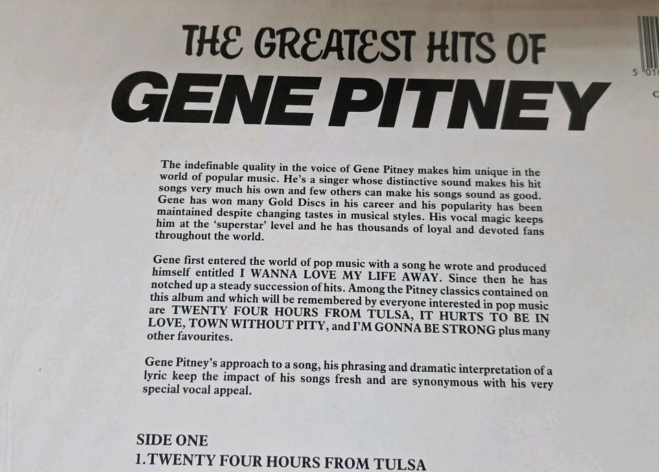 Gene Pitney - The Greatest Hits - *SEALED* Vinyl LP 1985 UK Import Spot Records Foto 4 de 4