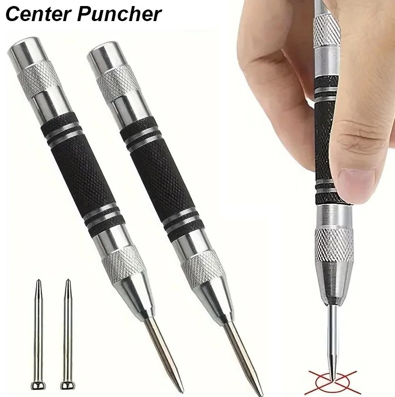 2pcs Heavy Duty Auto Center Punch Tool for Wood & Metal Drilling - NEW