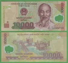 Vietnam 10,000 Dong P-119 UNC Polymer Banknote World Inflation Currency