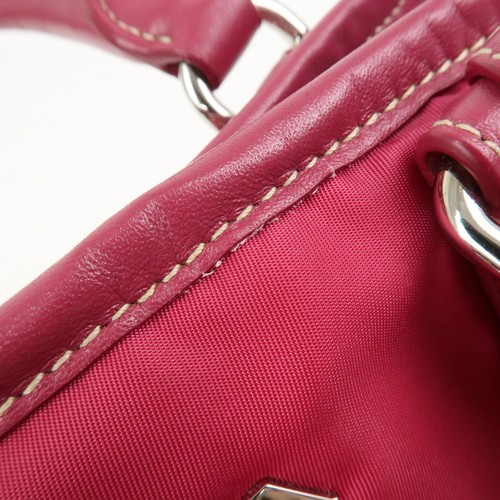 PRADA Logo Nylon Leather 2Way Bag Tote Bag Shoulder Bag Pink BN1841 Used F/S - Picture 17 of 24