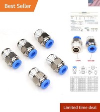 6mm to 1/4" Quick Connect Pneumatic Fittings - Stainless Steel Nylon - 2 Pack