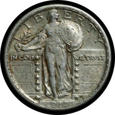 1917 Type II Standing Liberty Quarter AU