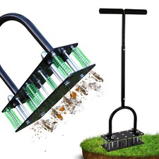 Lawn Aerator, Automatic Dirt and Leaf Clean Design, Heavy Duty Manual Lawn Ae...