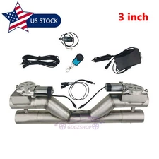 3inch Double Electric Exhaust Y Pipe Dual Valve w/ Manual Control &Remote Switch
