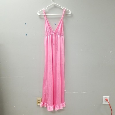Vintage Dara Jane New York Pink Ruffle Lace Maxi Coquette Nightgown Women's Sz M