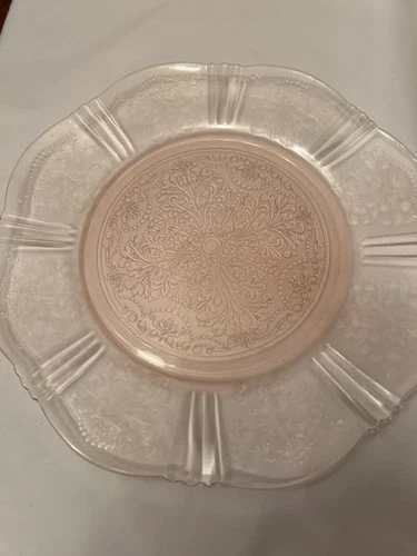 Rose Pink Depression Glass 7.75” Plates Lot of 2 Vintage Very Good