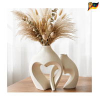 Vasen Set 2 StüCk Herz Keramik Weiß Dekoration Hochzeit Tisch Wohnzimmer Deko