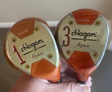 Vintage Ben Hogan Apex Persimmon Wood Set Driver & 3 Wood Apex 3 Flex Steel RH