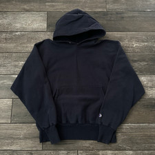 VTG 90'S CHAMPION REVERSE WEAVE NAVY BLUE PULLOVER HOODIE SWEATSHIRT SZ L HEAVY