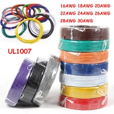 16/18/20/22-30 AWG Flexible Electronic Wire UL1007 Stranded Cable 11 Colors 300V