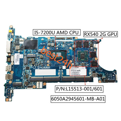 6050A2945601 L15513-001 L15513-601 For HP 840 G5 w/ I5-7200U 2G GPU Motherboard