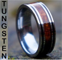 Genuine Koa Wood Inlay Mens Tungsten Carbide Wedding Band Ring Genuine Koa Wood Inlay Mens Tungsten Carbide Wedding Band Ring