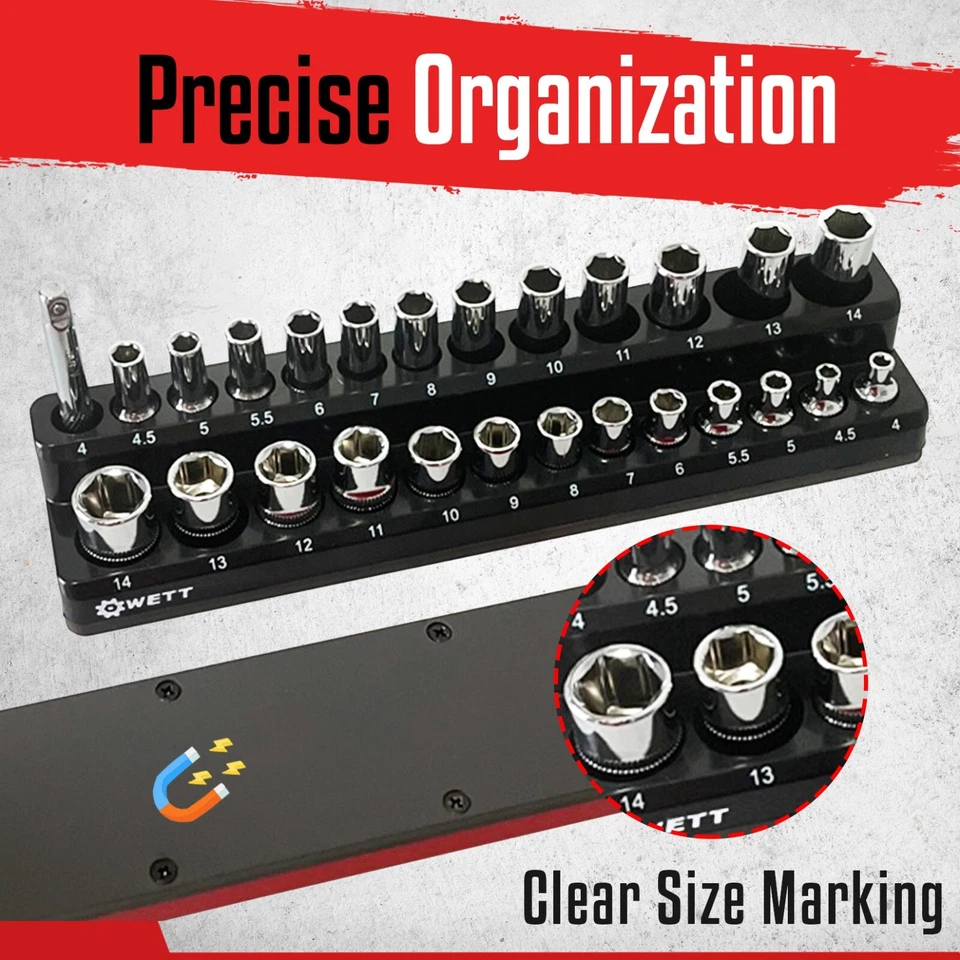 6-Piece Socket Holder Set, Magnetic Socket Organizer Set - Image 3 of 4