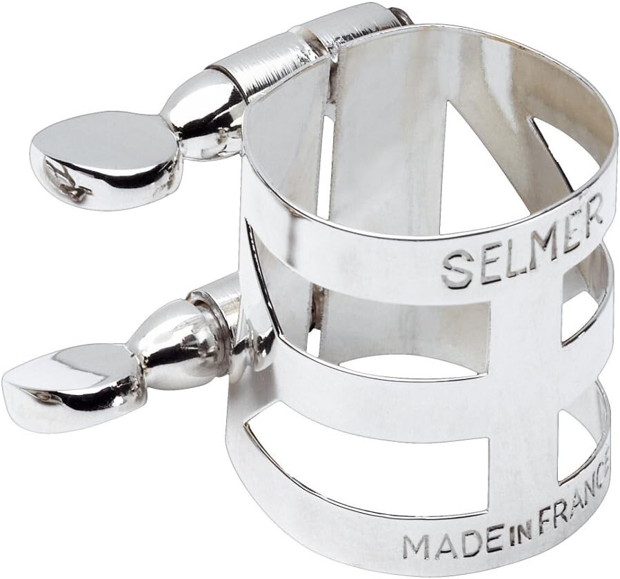 Selmer Paris Tenor Saxophone Ligature Silver Plated Finish Metal Mouthpiece Only-image