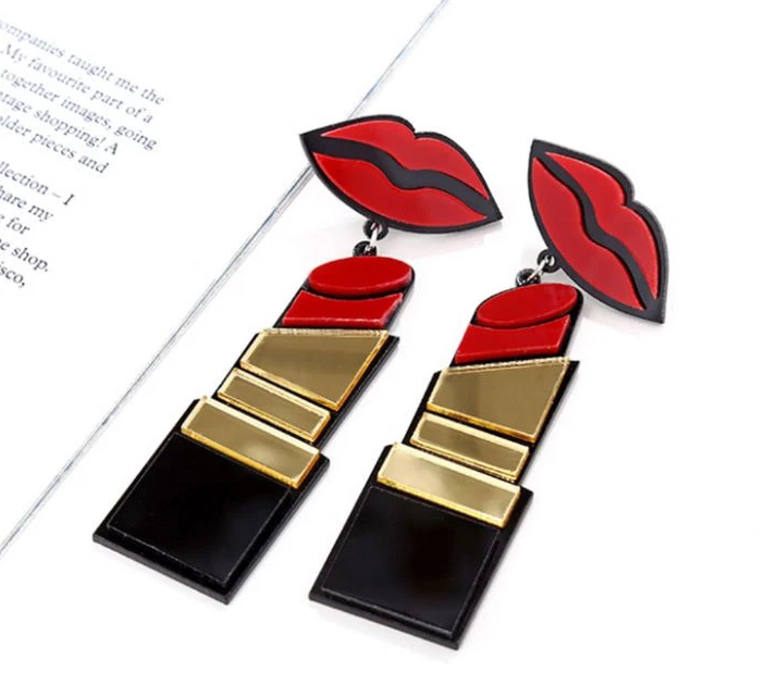 Pendientes Rojos A Labios Labial Toberas Originales Pinup Retro - Imagen 2 de 4