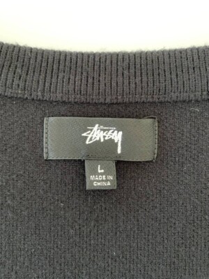 STUSSY Photo Jacquard Knit Vest logo size L color Black White