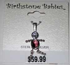 Birthstone Babies Sterling Silver Boy Pendant Charm Necklace June Simulated Ston