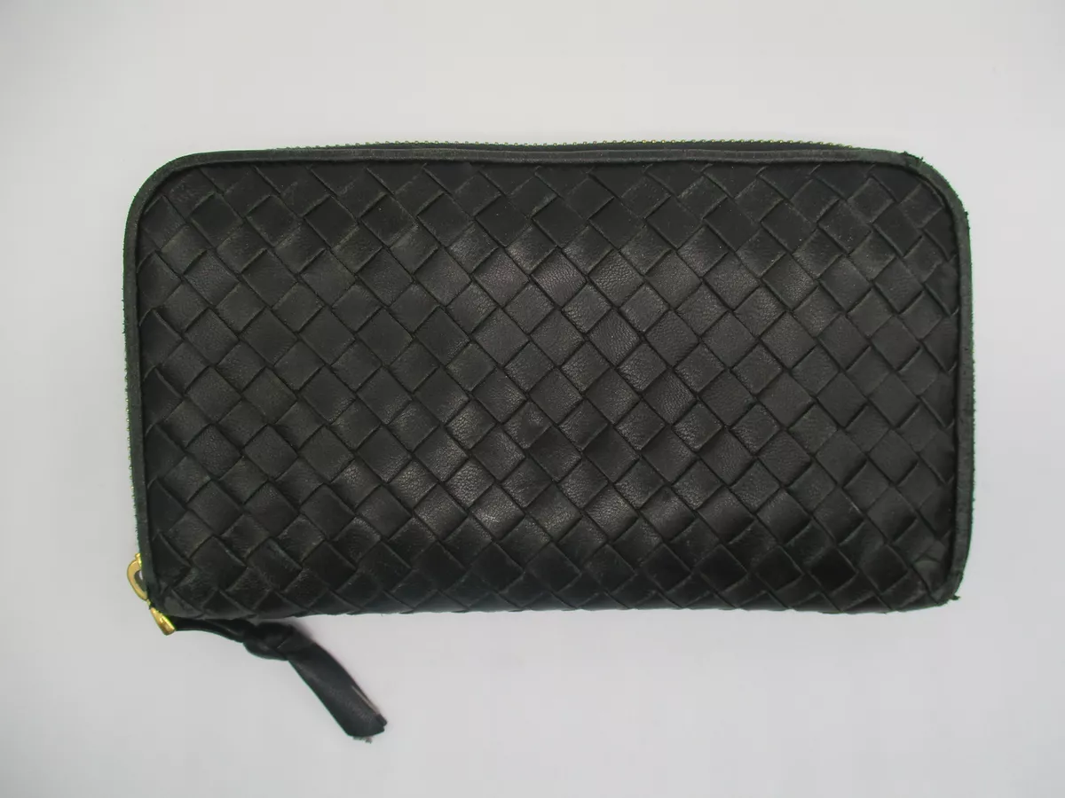 WOVEN LEATHER ZIPAROUND WALLET