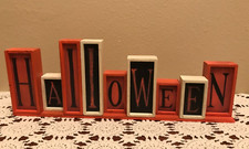 HALLOWEEN Letters In Boxes Table/Fireplace Ma...