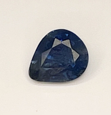 0.54ct Deep Blue Sapphire Pear with Gem Report and Box No Heat