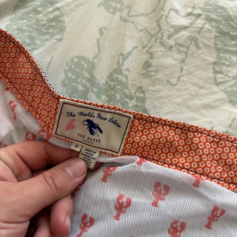 Ted Baker Blue White Pinstripe Swim Shorts 7 Lined Pockets - Image 4 of 4