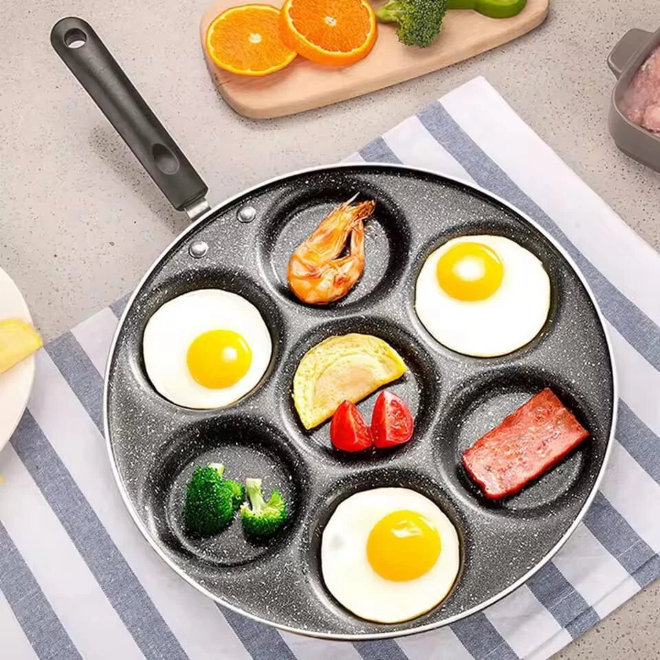 Non Stick Frying Pan 7 Holes Fried Eggs Cooking Pan Burger Mold Household
